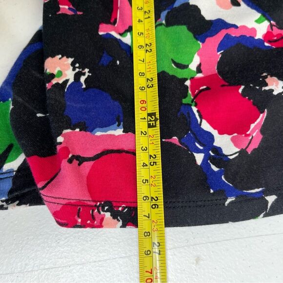 Talbots Black Multi Color Floral Surplice Wrap Top 3/4 Sleeve Women Size Large - Picture 9 of 10
